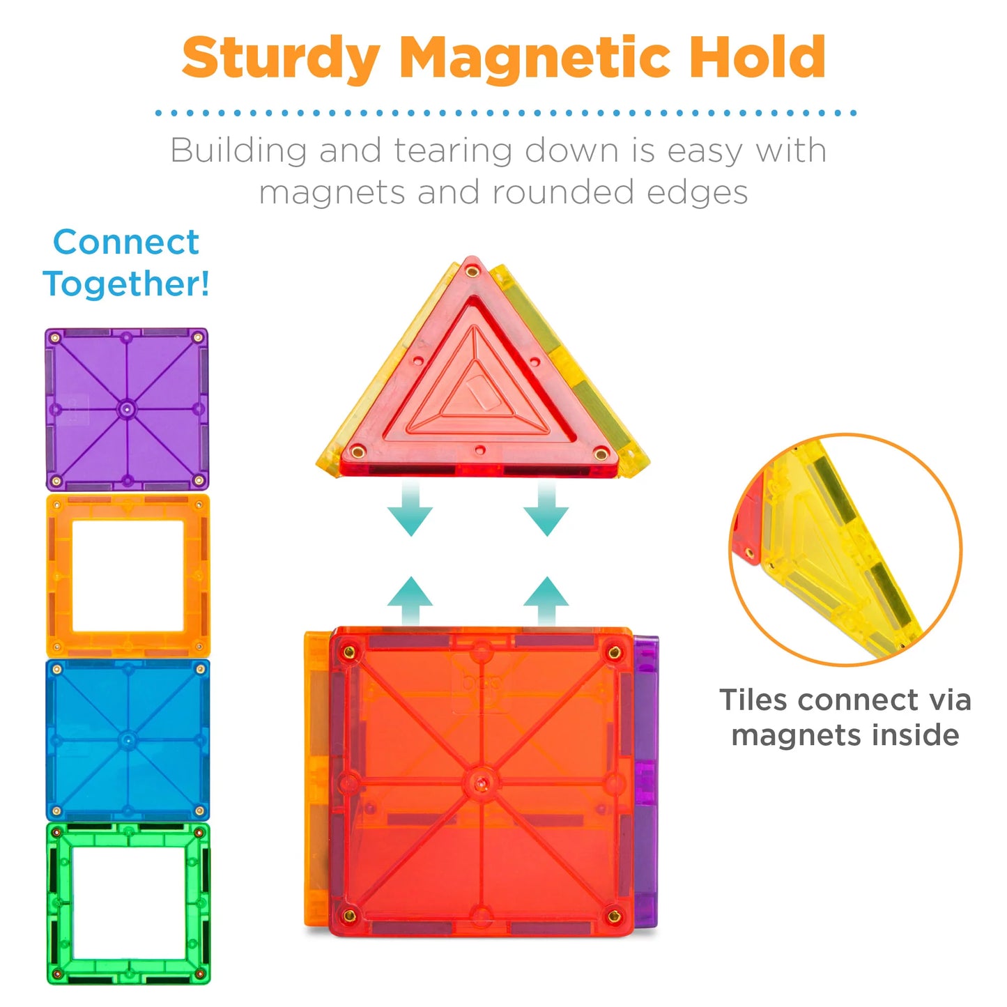 Magnetic Tiles Set Construction Building Blocks Educational STEM Toy with Case