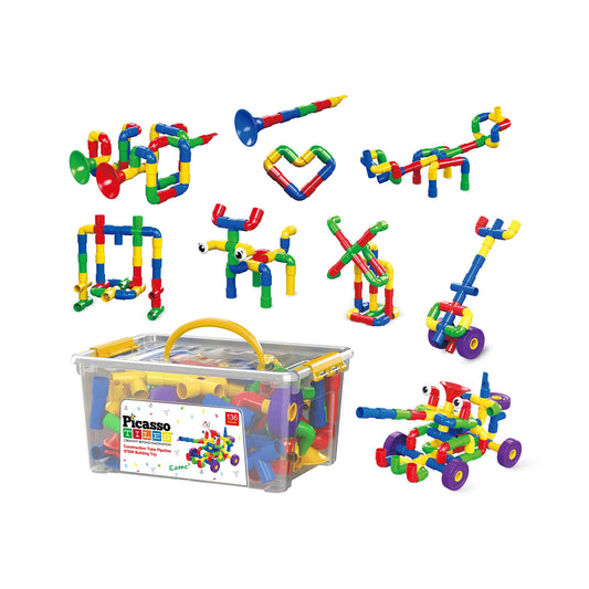 PicassoTiles PTT136 - Conjunto de 136 Peças para Construção e Desenvolvimento Infantil com Elementos Musicais