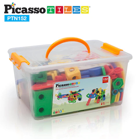 PicassoTiles 152pc Engineering Construction Set with Power Drill