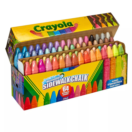 Crayola 64ct Sidewalk Chalk | Giz Lavável para Calçadas e Paredes de 64 peças